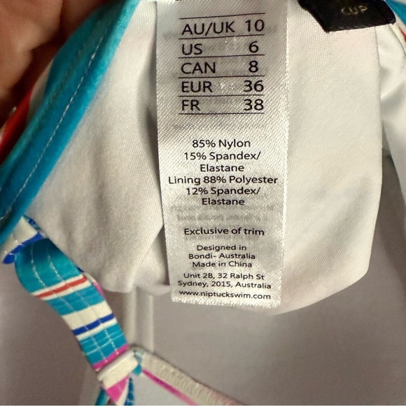 Niptuck Striped Swimsuit Blue, Pink & White Multi-fit Cups Ruched Women’s Size 6 - Picture 12 of 12